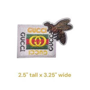 Designer Iron on Patch White Bee GG